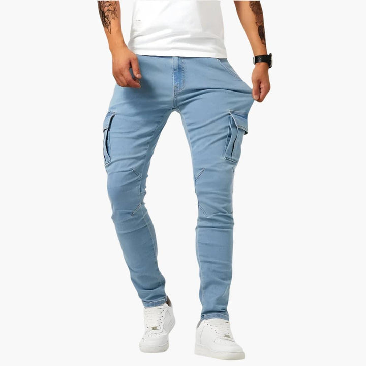Men's Stretch Cargo Pants for Everyday Wear in Blue