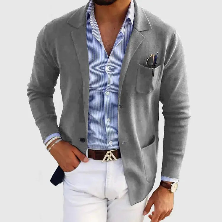 Men's Structured Knit Jacket for Everyday Wear in Grey