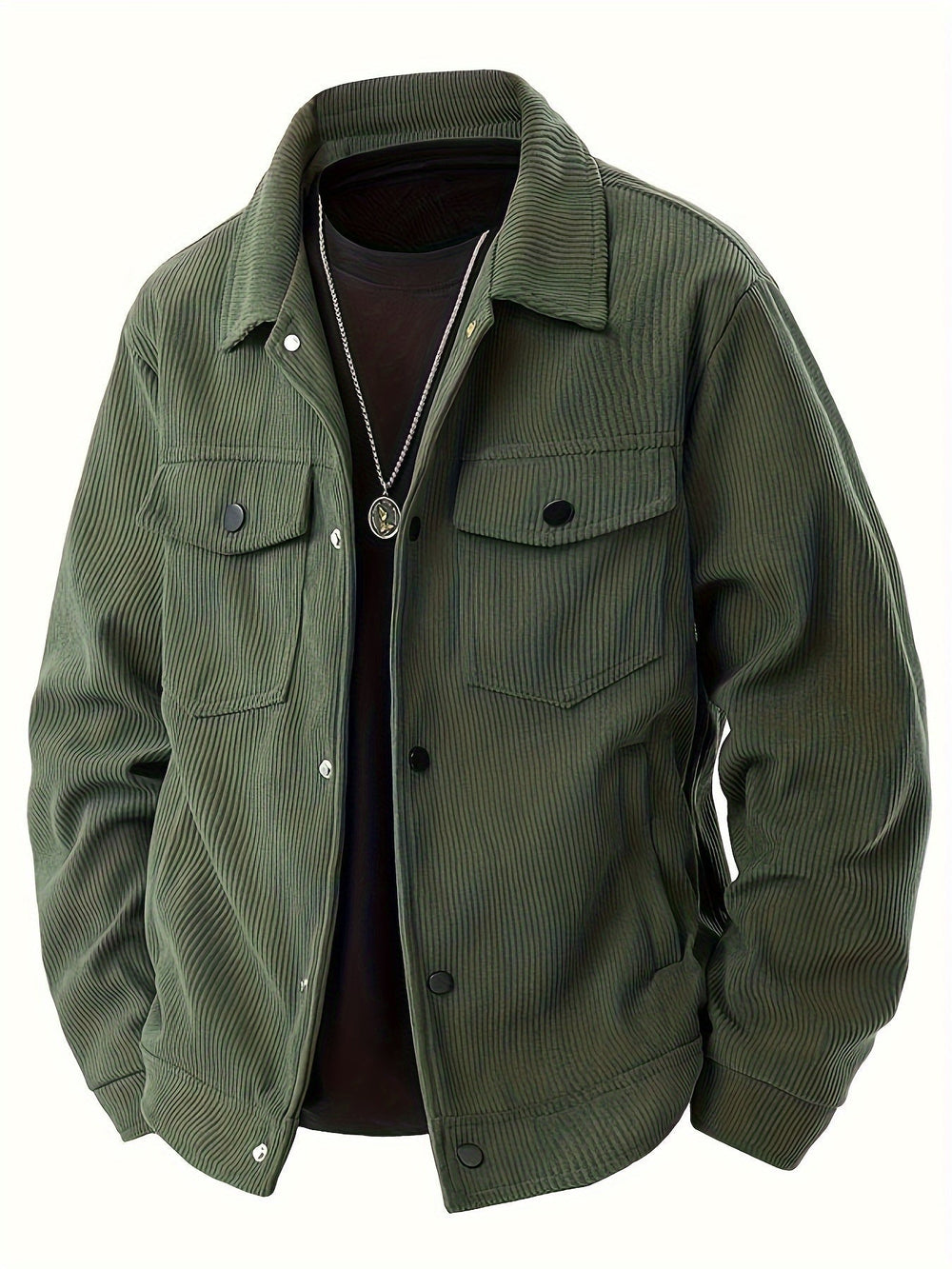 Men's Tailored Cord Jacket for Fall in Green