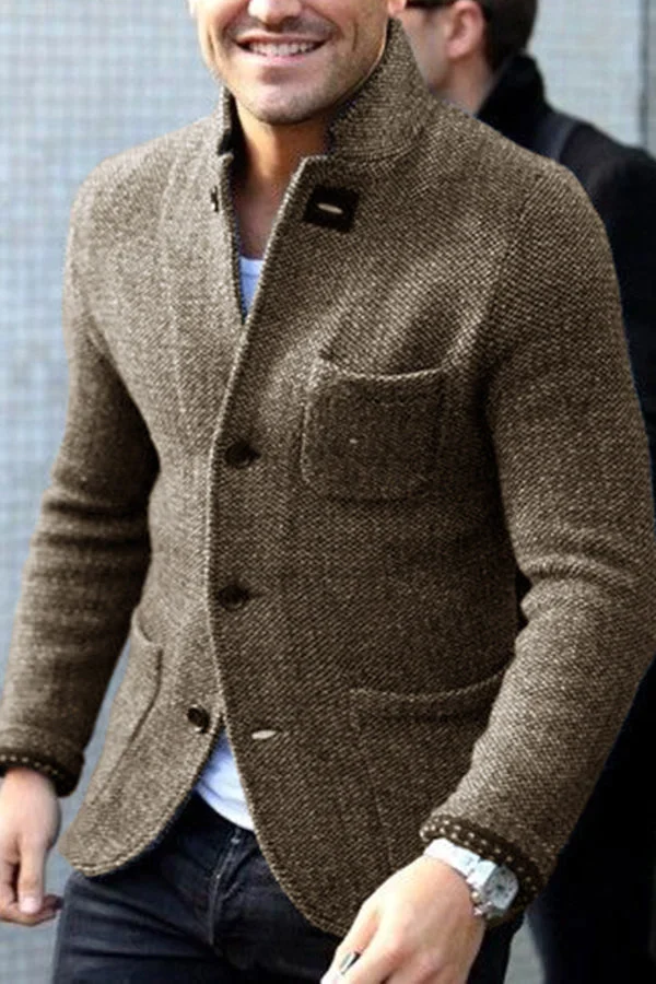 Men's Ugly Christmas Sweater Slim Cardigan in Khaki