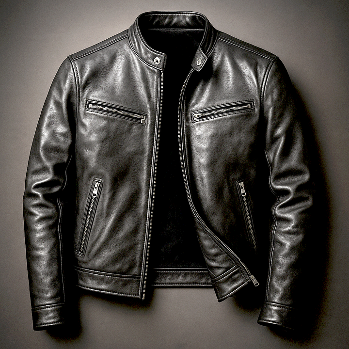 Men's Vintage Biker Jacket in Biker Schwarz