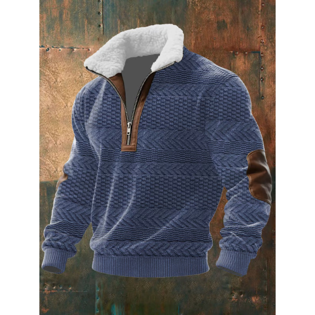 Men's Warm Fleece Pullover for Fall in Blue