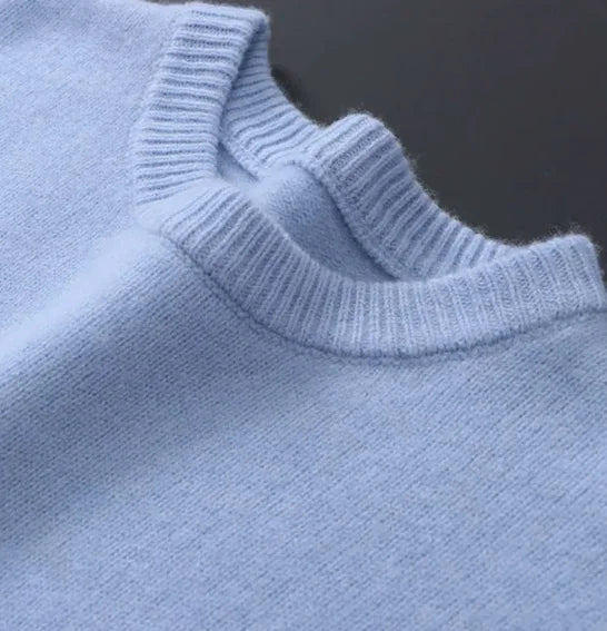 Men's Warm Pullover in Geometric Mohair in Blue 2