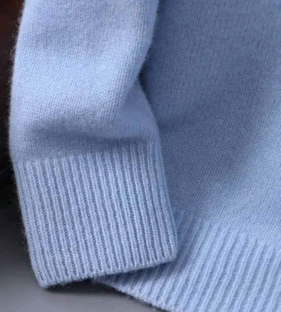 Men's Warm Pullover in Geometric Mohair in Blue 3