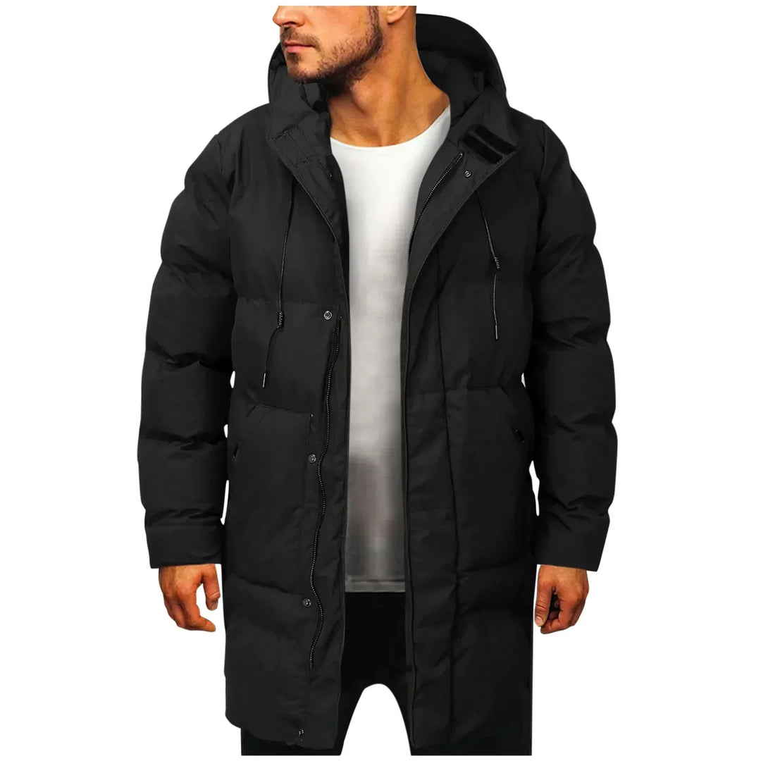 Men's Warm Waterproof Long Fall Coats in Black