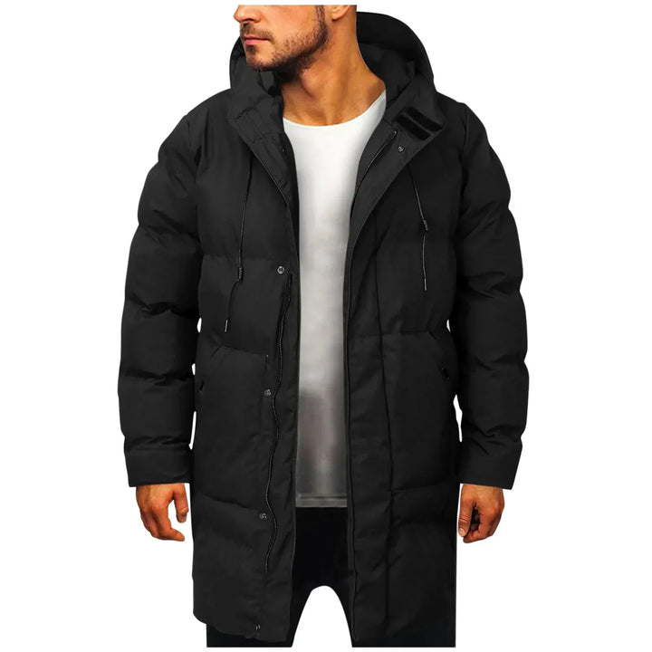 Men's Warm Waterproof Long Fall Coats in Black