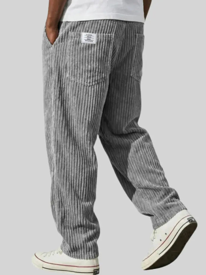 Men's Wide Casual Trousers with Pockets in Grey