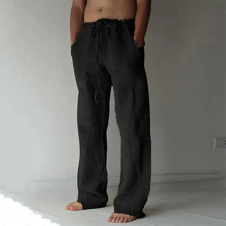 Men's Wide Leg Casual Pants for Fall in Black