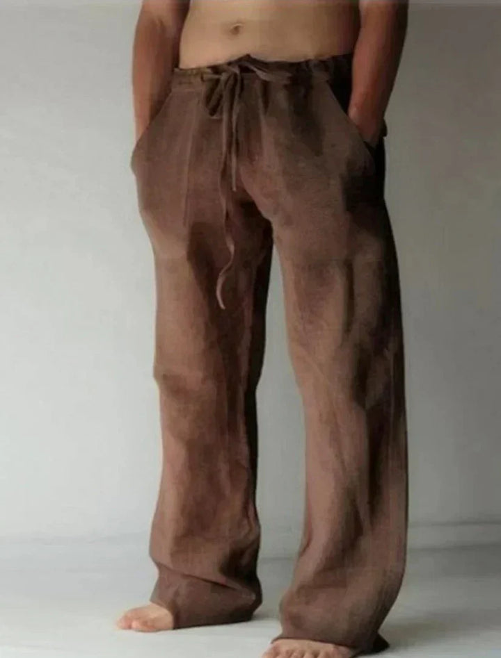 Men's Wide Leg Casual Pants for Fall in Brown