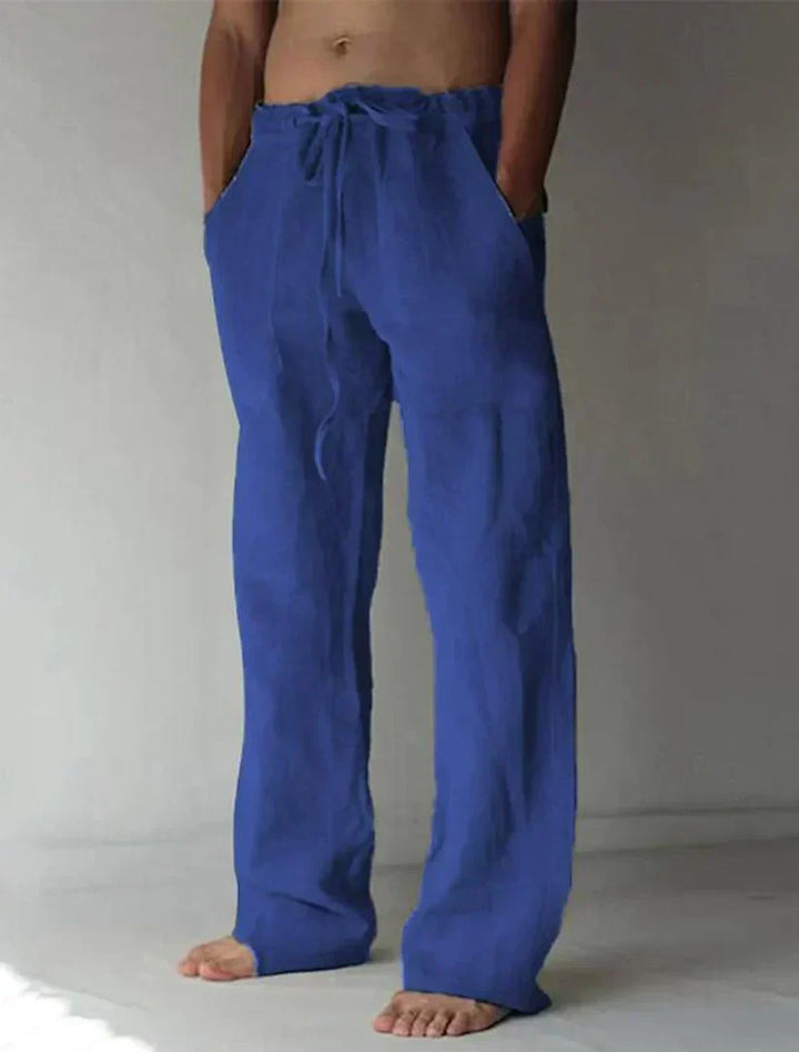 Men's Wide Leg Casual Pants for Fall in Dark Blue