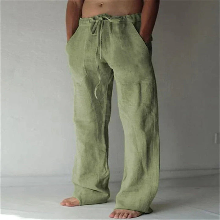 Men's Wide Leg Casual Pants for Fall in Green