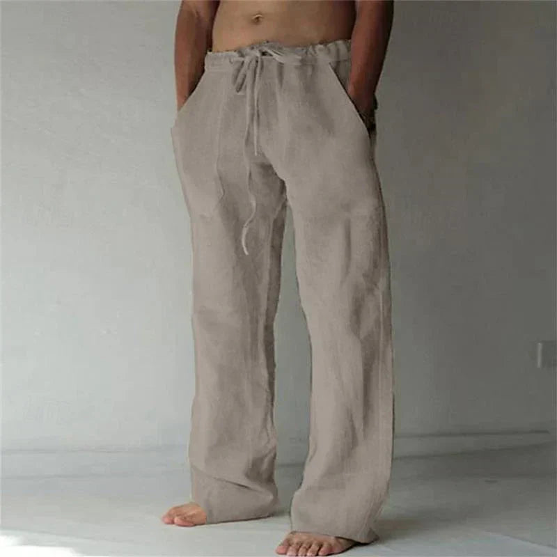 Men's Wide Leg Casual Pants for Fall in Grey