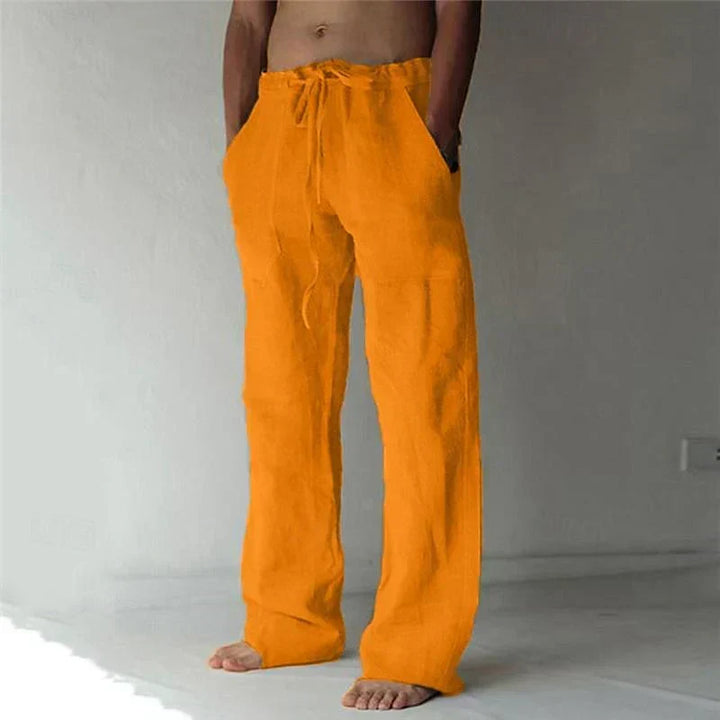 Men's Wide Leg Casual Pants for Fall in Orange