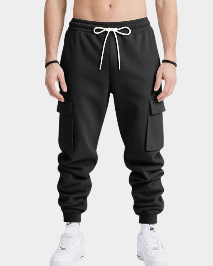 Modern Tapered Cargo Pants for Fall in Black