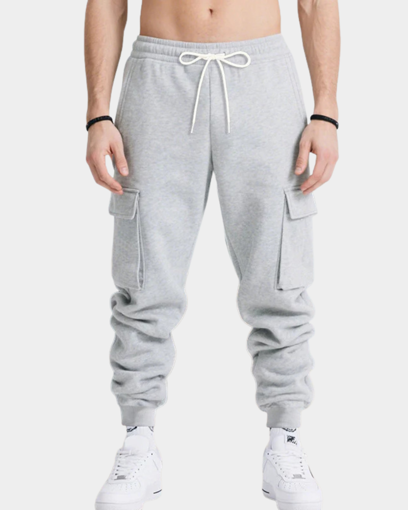 Modern Tapered Cargo Pants for Fall in Light Grey