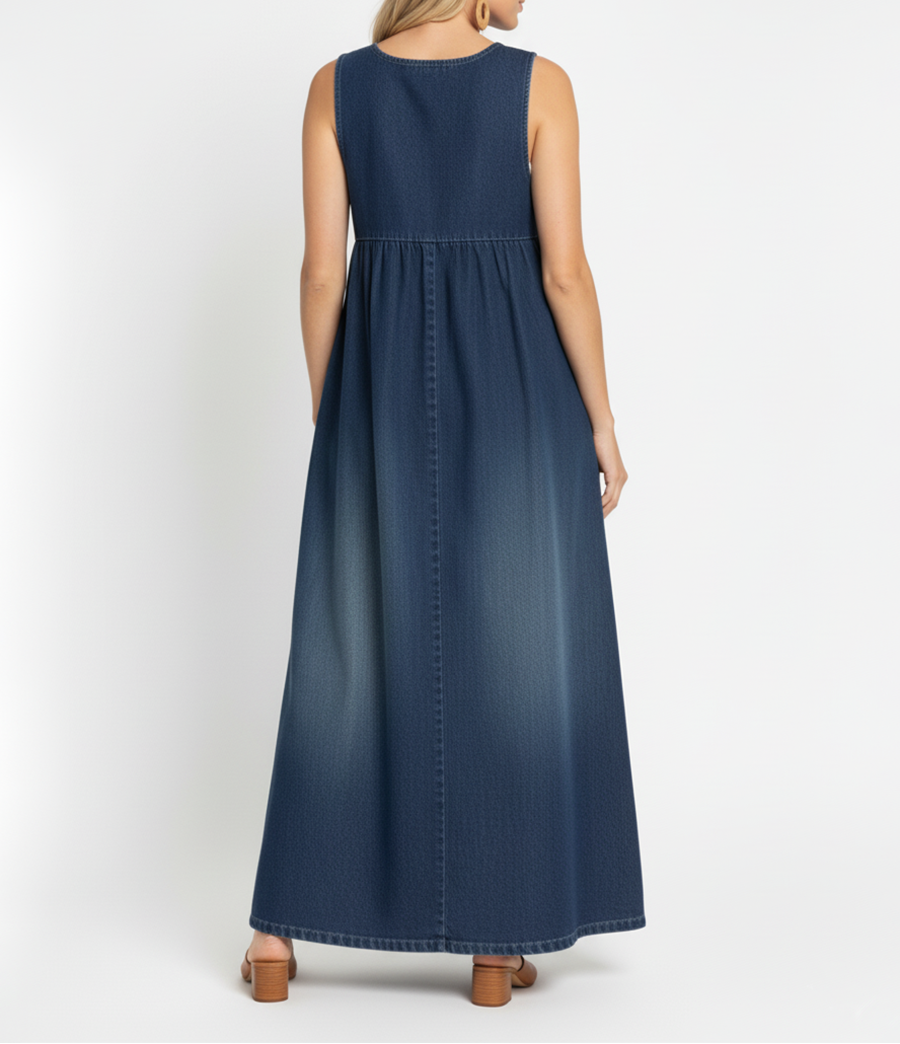Denim-Look Maxi Dress