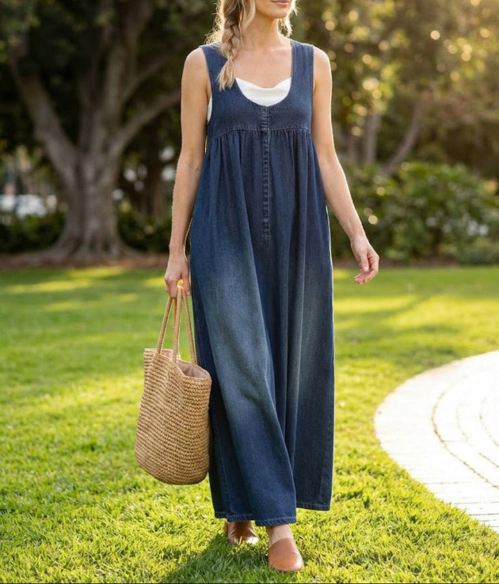 Denim-Look Maxi Dress