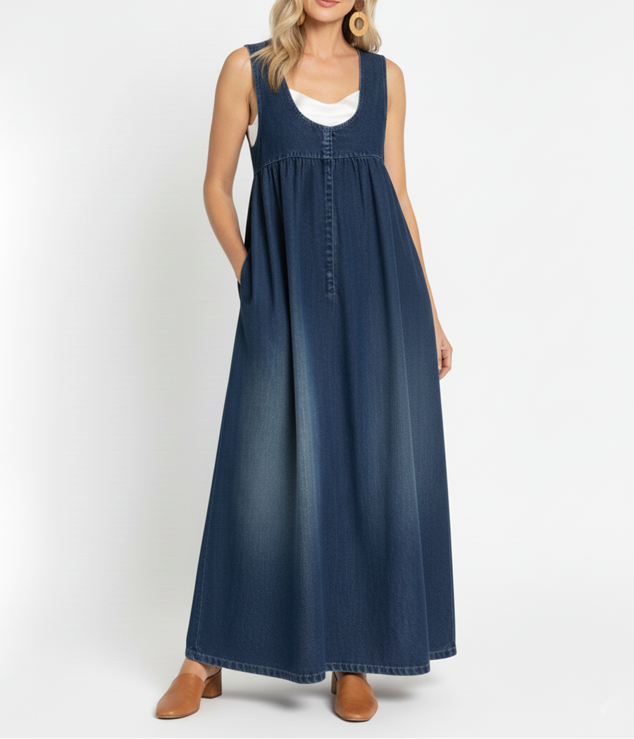 Denim-Look Maxi Dress