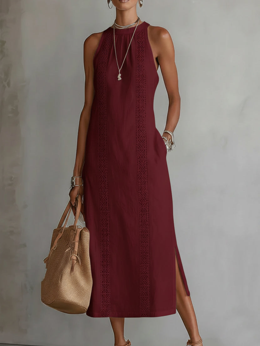 Jimena | Embroidered midi dress with mandarin collar