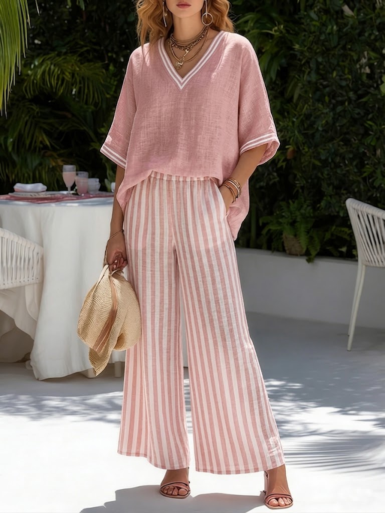 Safa™ | 2-Piece Striped Linen & Cotton Set