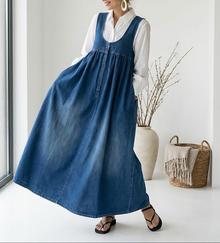 Denim-Look Maxi Dress