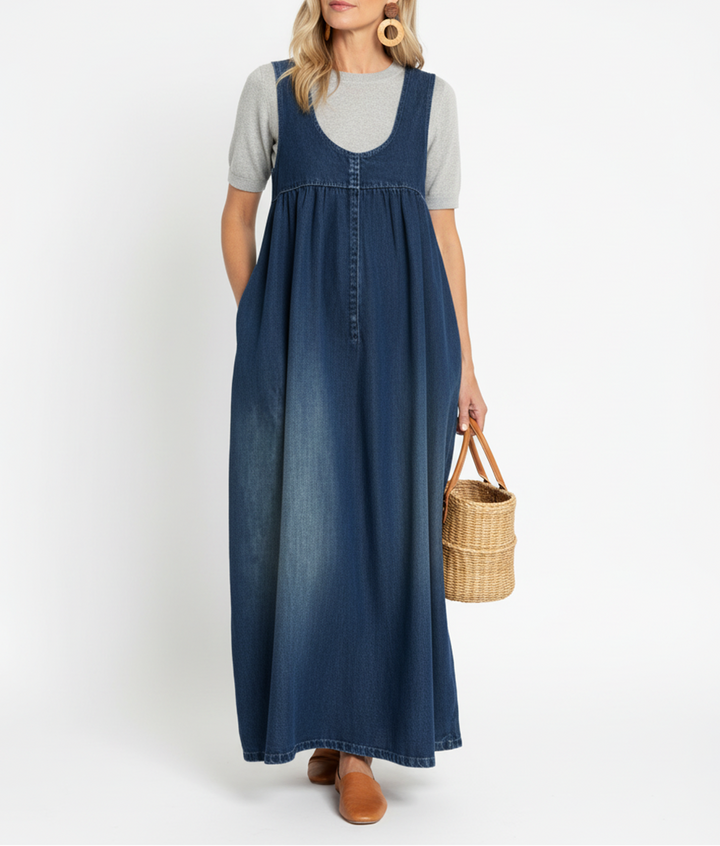 Denim-Look Maxi Dress