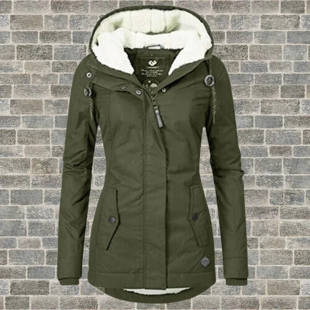 Oversized fall coat for women in Army grün