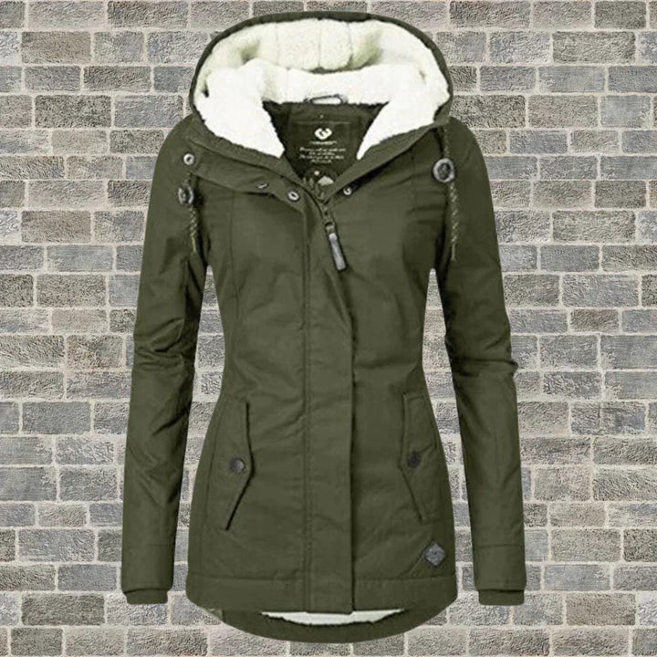Oversized fall coat for women in Army grün