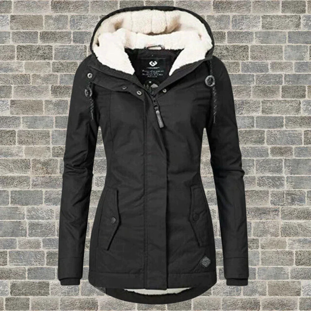 Oversized fall coat for women in Sort