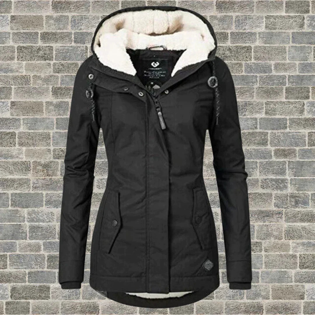 Oversized fall coat for women in Sort