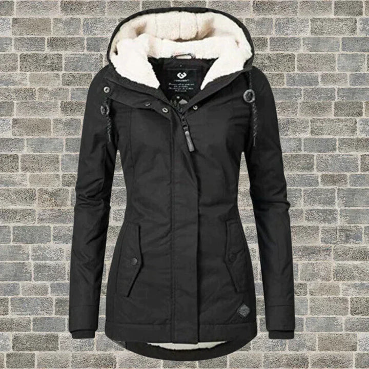 Oversized fall coat for women in Sort