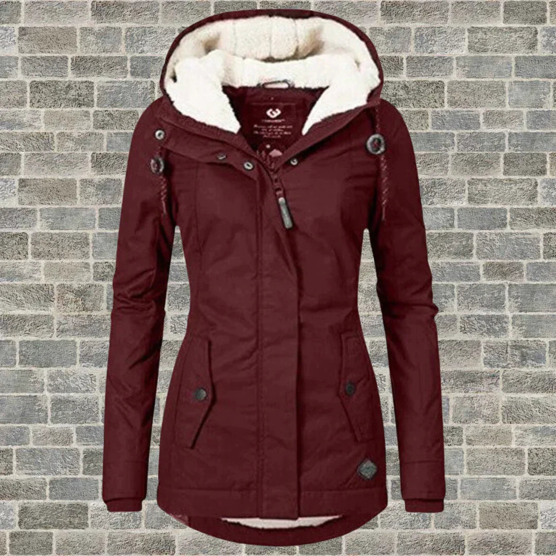 Oversized fall coat for women in Wine