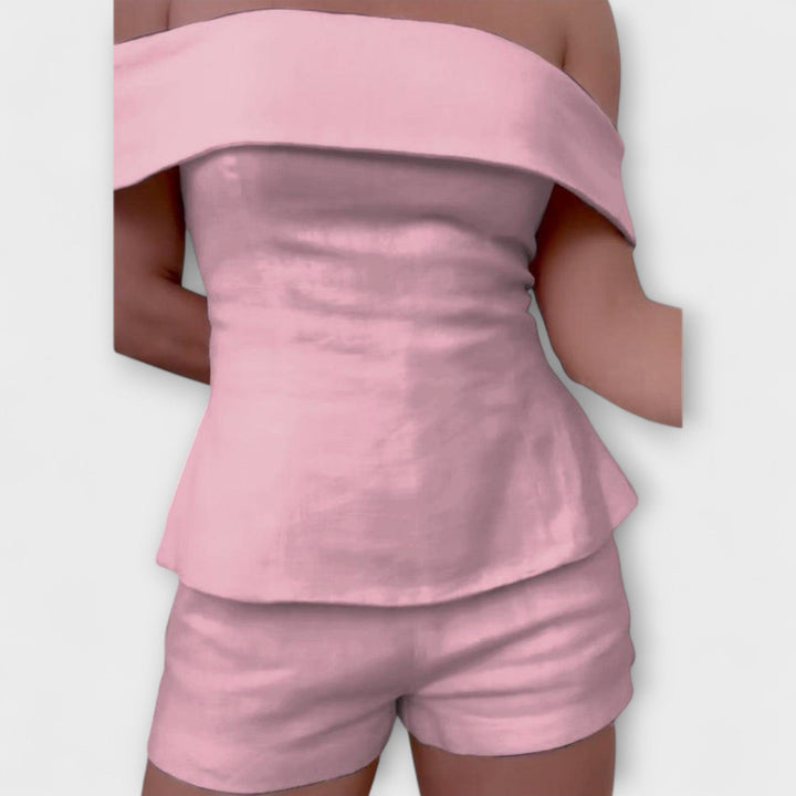 Olivia - White Cotton and Linen Two-Piece Set