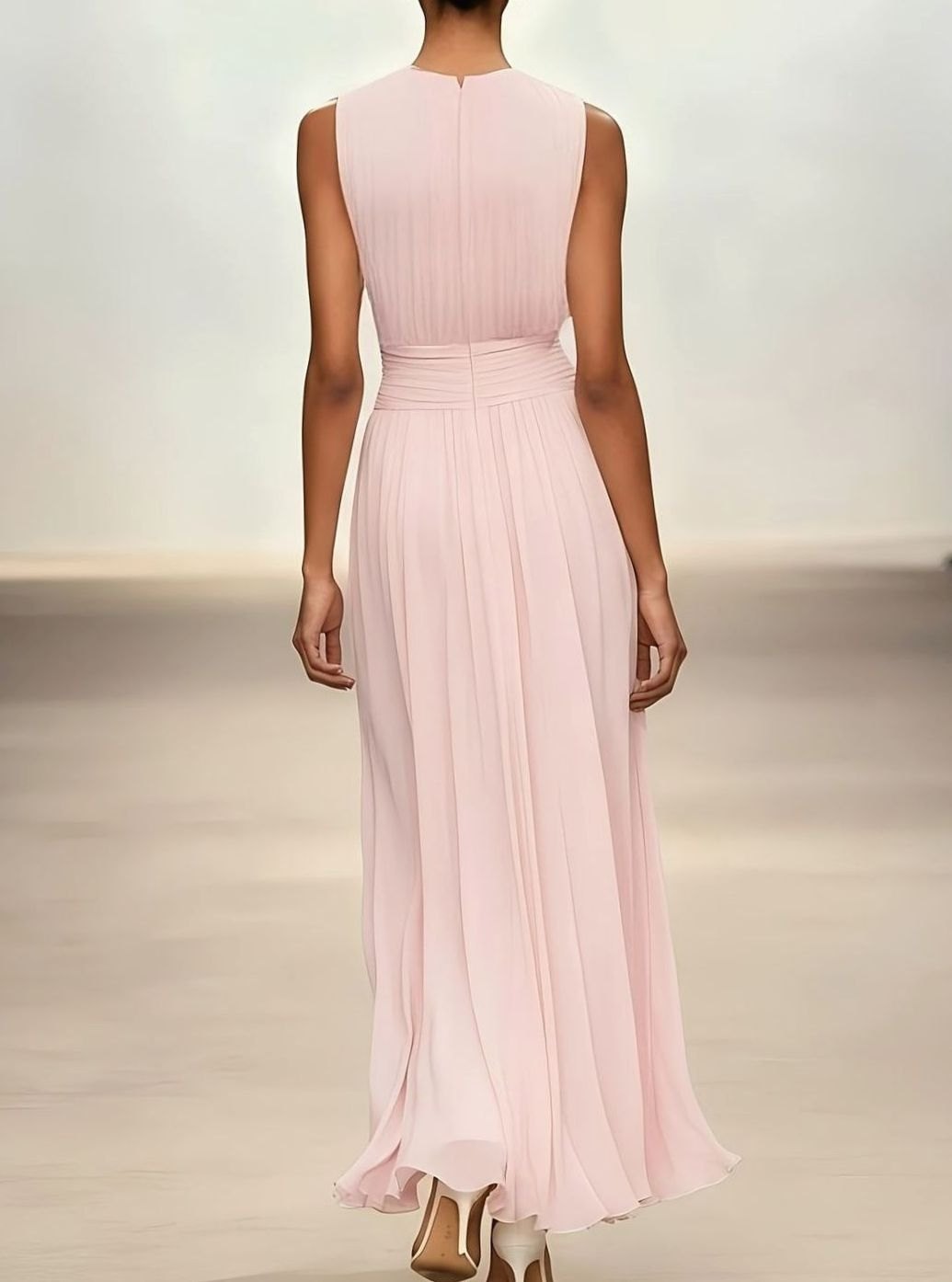 Pleated Chiffon Maxi Fall Wedding Guest Dress (7)