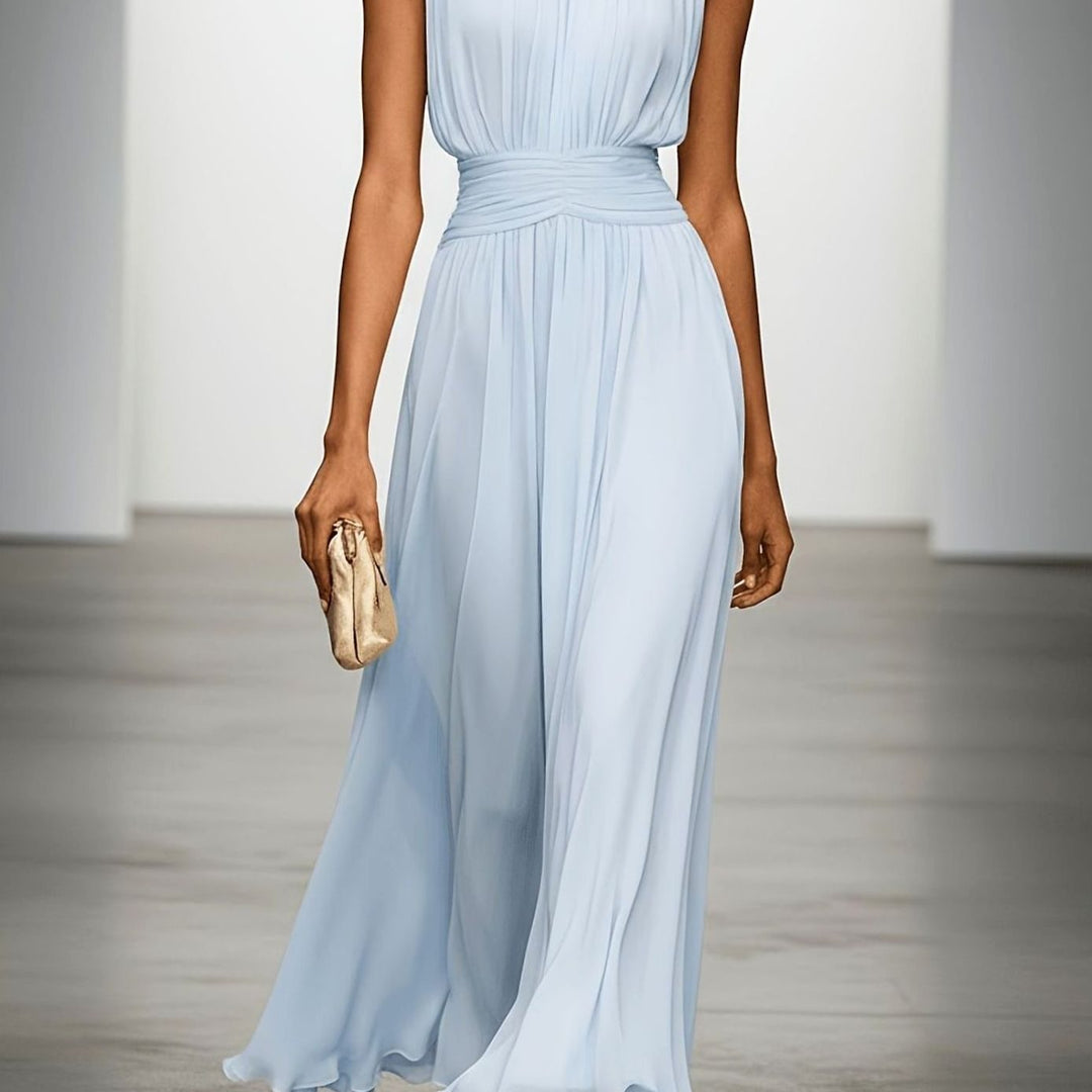 Pleated Chiffon Maxi Fall Wedding Guest Dress (8)