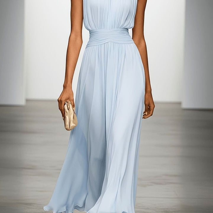 Pleated Chiffon Maxi Fall Wedding Guest Dress (8)