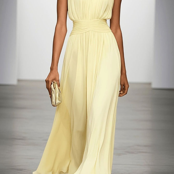 Pleated Chiffon Maxi Fall Wedding Guest Dress (9)