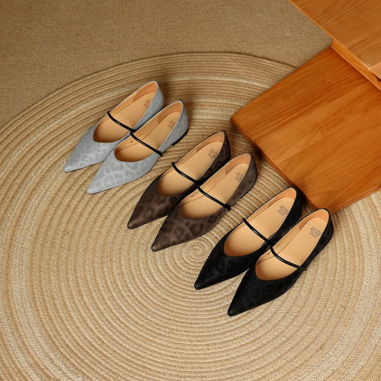 Pointed-Toe Women's Leather Flats Slip-On (13)