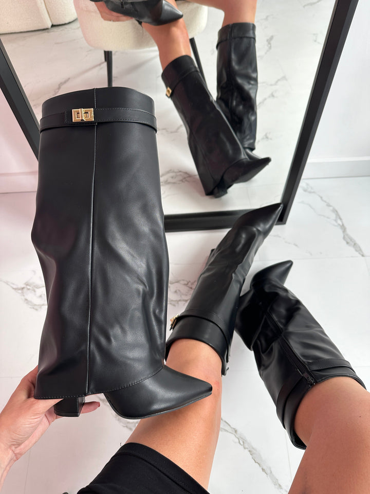 Premium Leather Knee-High Boots for Women in Black