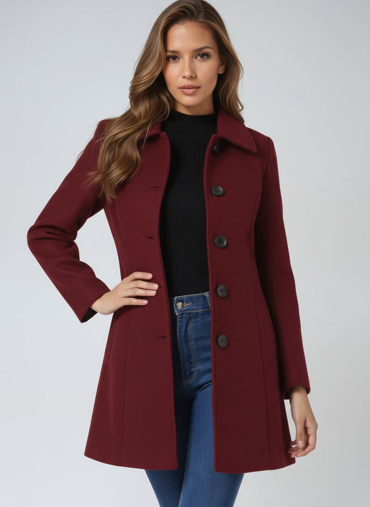 Refined Women's Fall Jacket Built for Layering in Dark Red