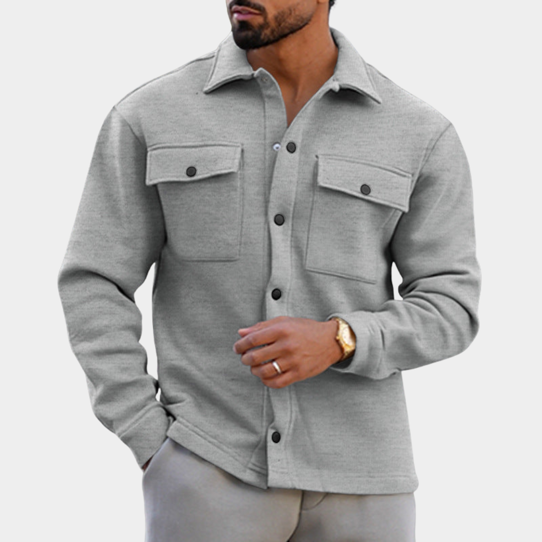 Relaxed Men's Fall Jacket in Fleece in Light Grey