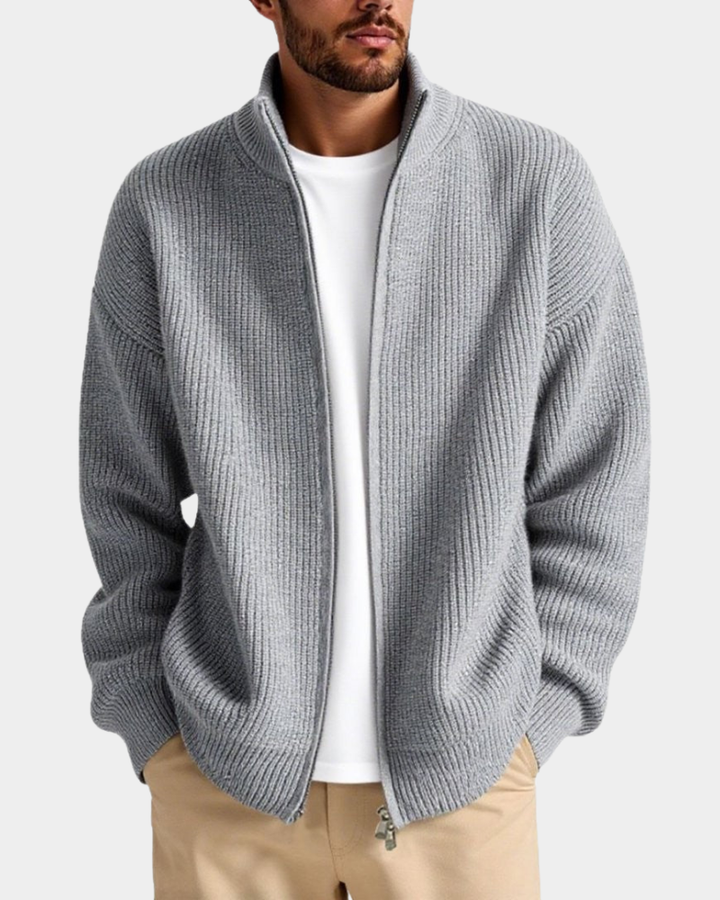 Relaxed Men's Fall Jacket in Ribbed Knit (10)