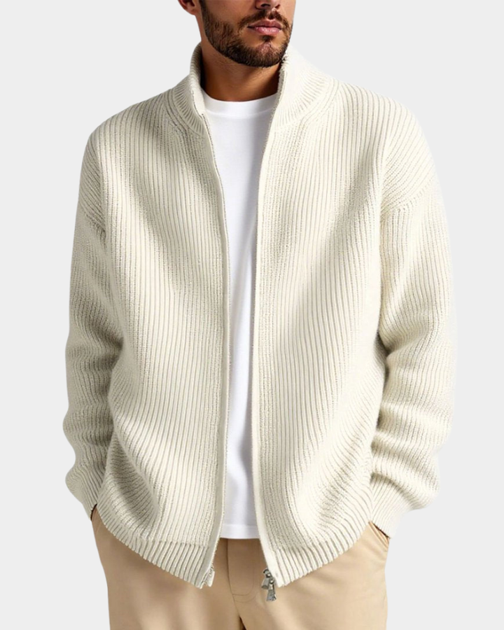 Relaxed Men's Fall Jacket in Ribbed Knit (6)