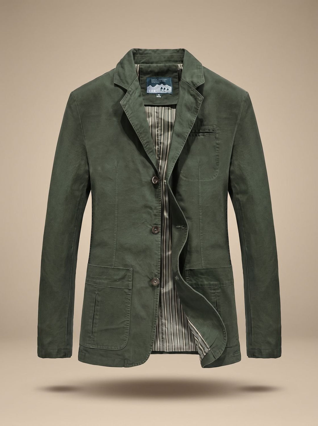 Relaxed Tailored Cotton Men's Fall Jacket in Army Green