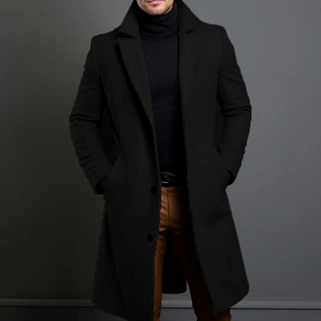 Tailored Men's Fall Jacket in Premium Wool in Black