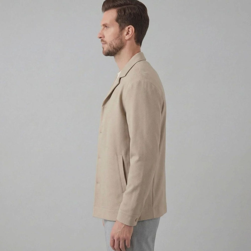 Textured Men's Fall Jacket in Neutral Beige (2)