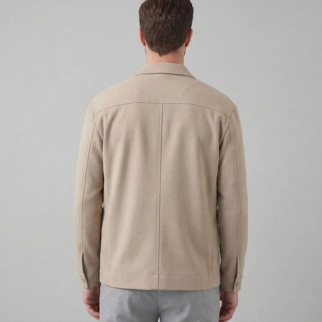 Textured Men's Fall Jacket in Neutral Beige (3)