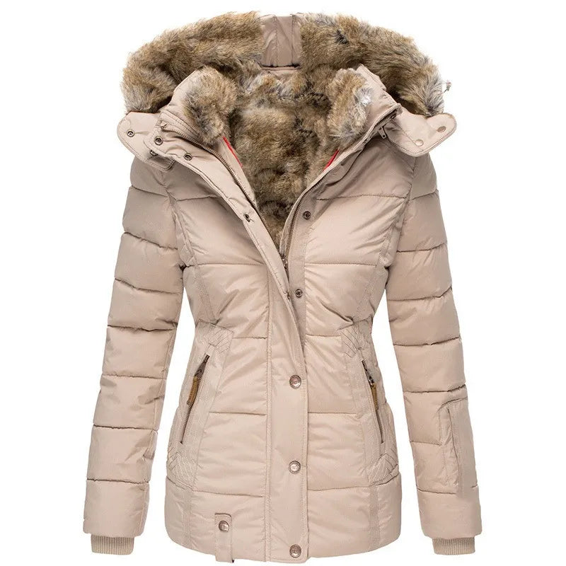 Versatile Women's Winter Jacket for Layering in Beige