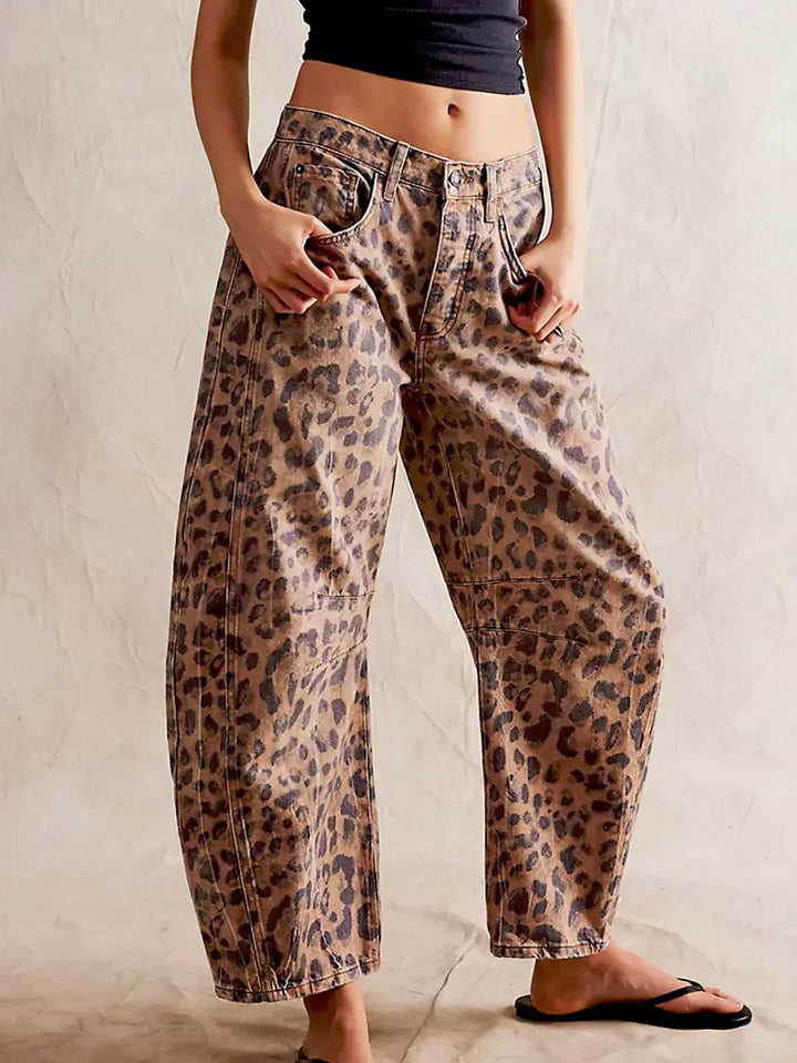 Wide Leg Pants Women's Everyday Bold Style in Leopard