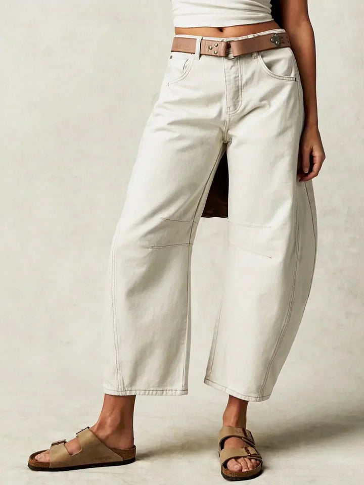Wide Leg Pants Women's Everyday Bold Style in White